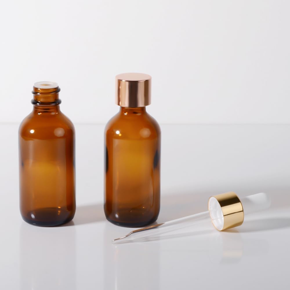 24P, 2oz Dropper Bottle, Droppers for Oils, Small Glass Bottles with Lids Clear Glass Jars