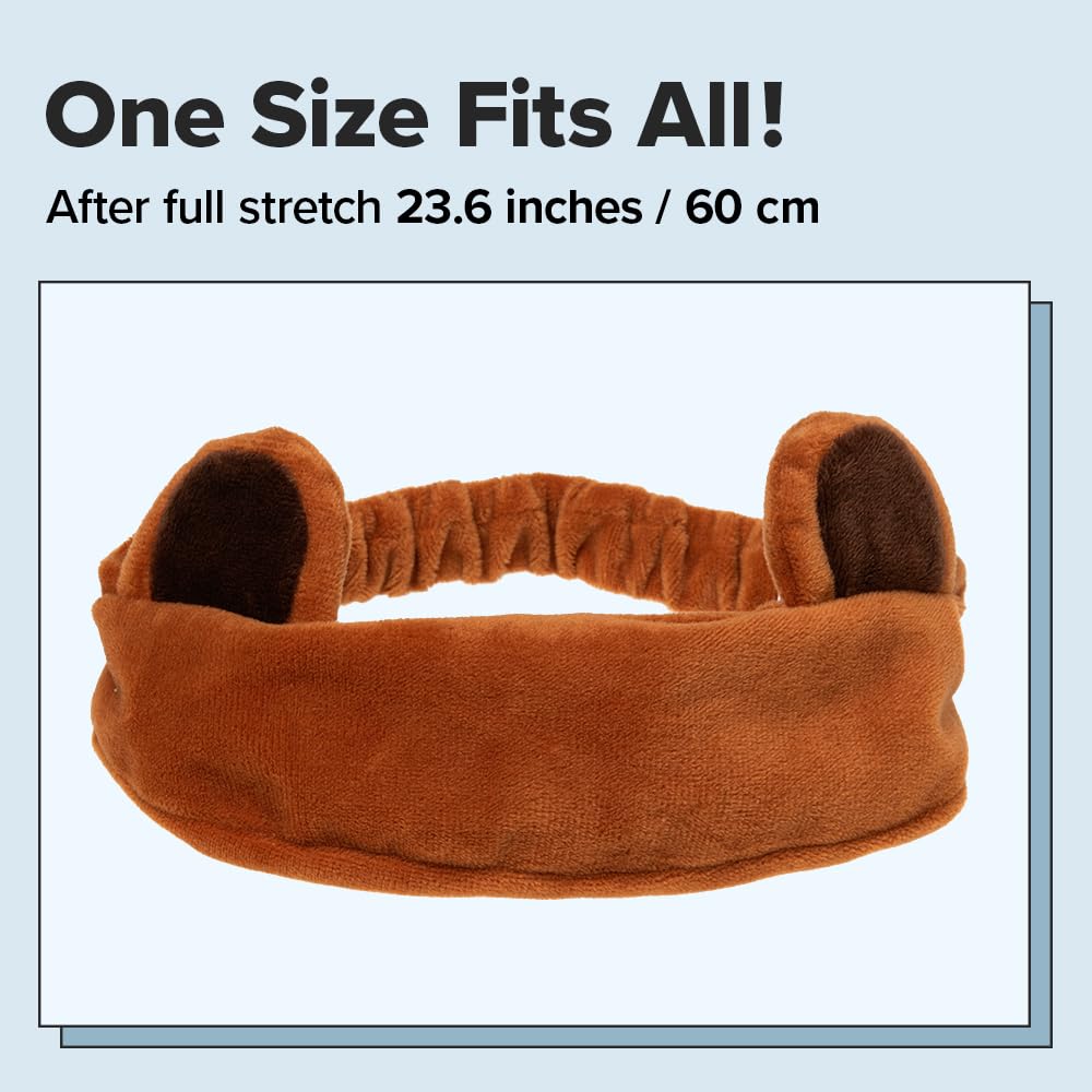 I DEW CARE Face Wash Headband - Brown Bear | Animal Head band for Face Washing & Skincare, Spa Day, Soft & Fuzzy, Cute for Makeup, Shower, Teen Girls Stuff, Teddy Bear Ears, (1 Count)