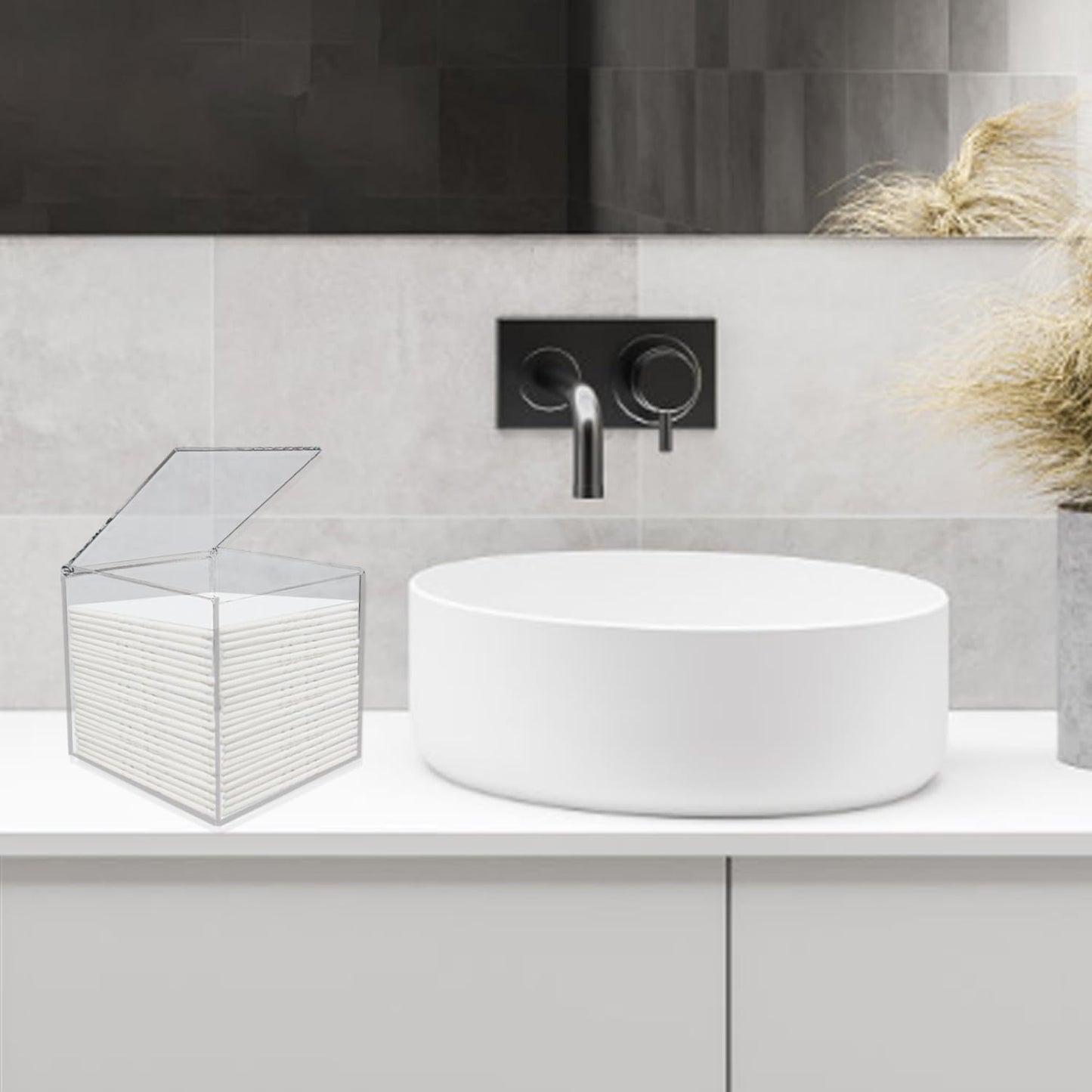 Disposable Face Towel Storage Box Clear Acrylic Towelette Holder Container Compatible with Clean Skin Club Towels XL for Bathroom Coutertop Organization