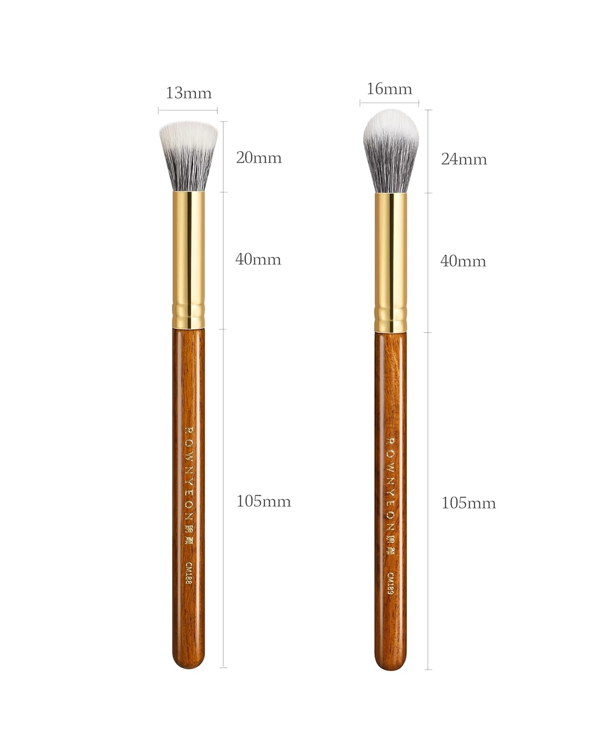 Desert Oak Series Powder Cheek Duo Brush Set - CM 188 Blush Brush & CM 189 Highlighter Brush of Goat Hair for a Soft-Focus Glow, Bubinga Handle