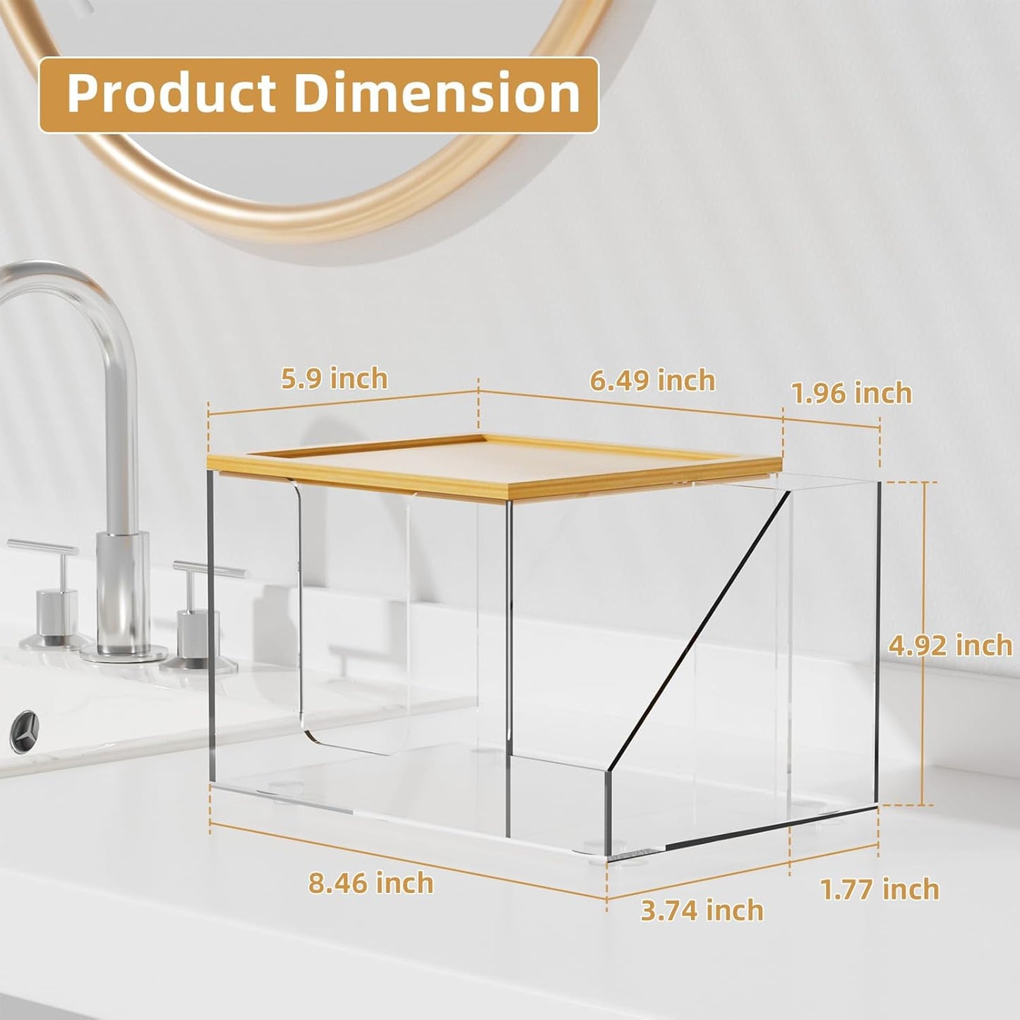 VITVITI Disposable Face Towel Holder Box, Acrylic Clean Skin Club Facial Towel Container with Toothbrush Holders, Large Disposable Face Towels Storage for Bathroom Vanity Makeup, Clear