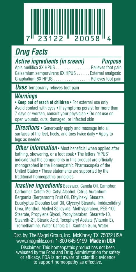 MagniLife DB Foot Cream, Calming Relief for Burning, Tingling, Shooting & Stabbing Foot Sensations - Soothes Dry, Cracked, Itchy, Sensitive Skin (4 oz Tube)