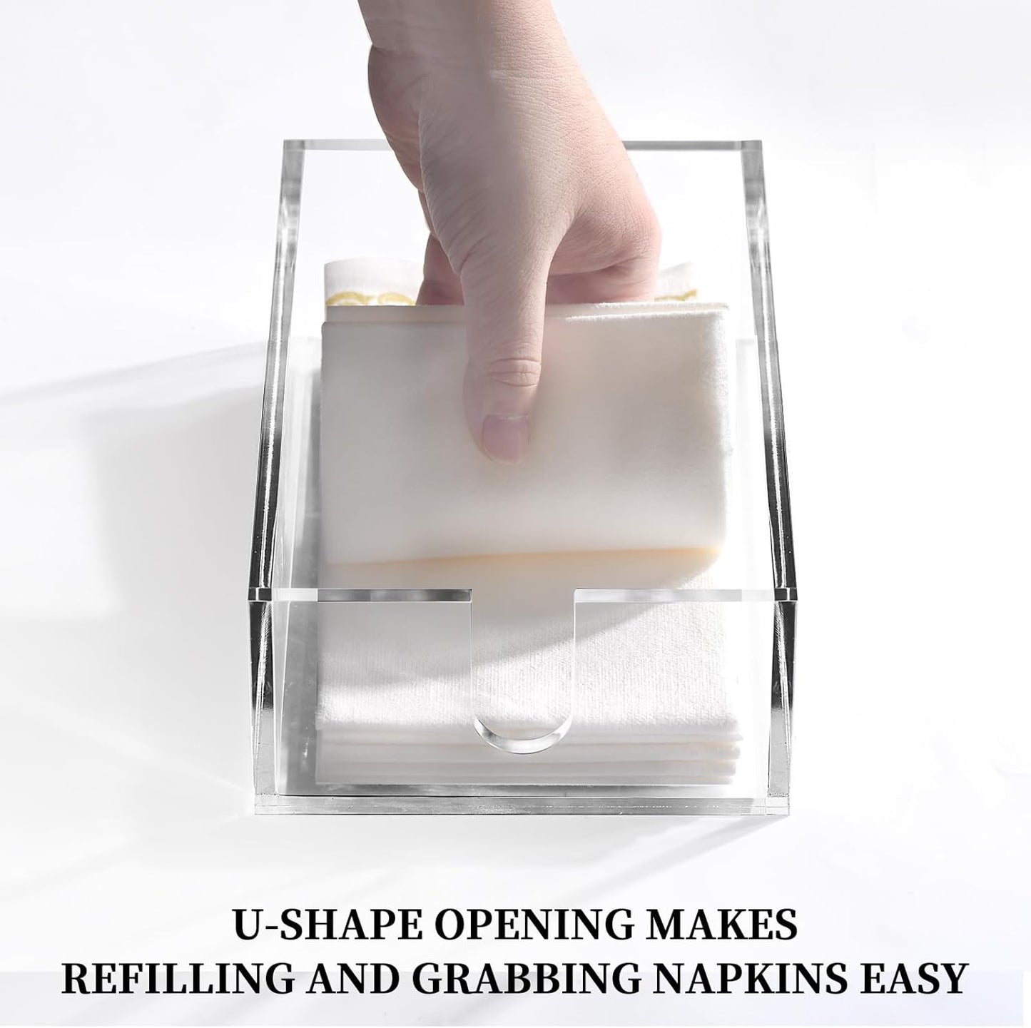 Acrylic Napkin Holder - Clear Thicker Guest Towel Holder Tray for Bathroom Kitchen Dining Room, Disposable Paper Hand Towels?0.2in Thickness? (Pack of 2)