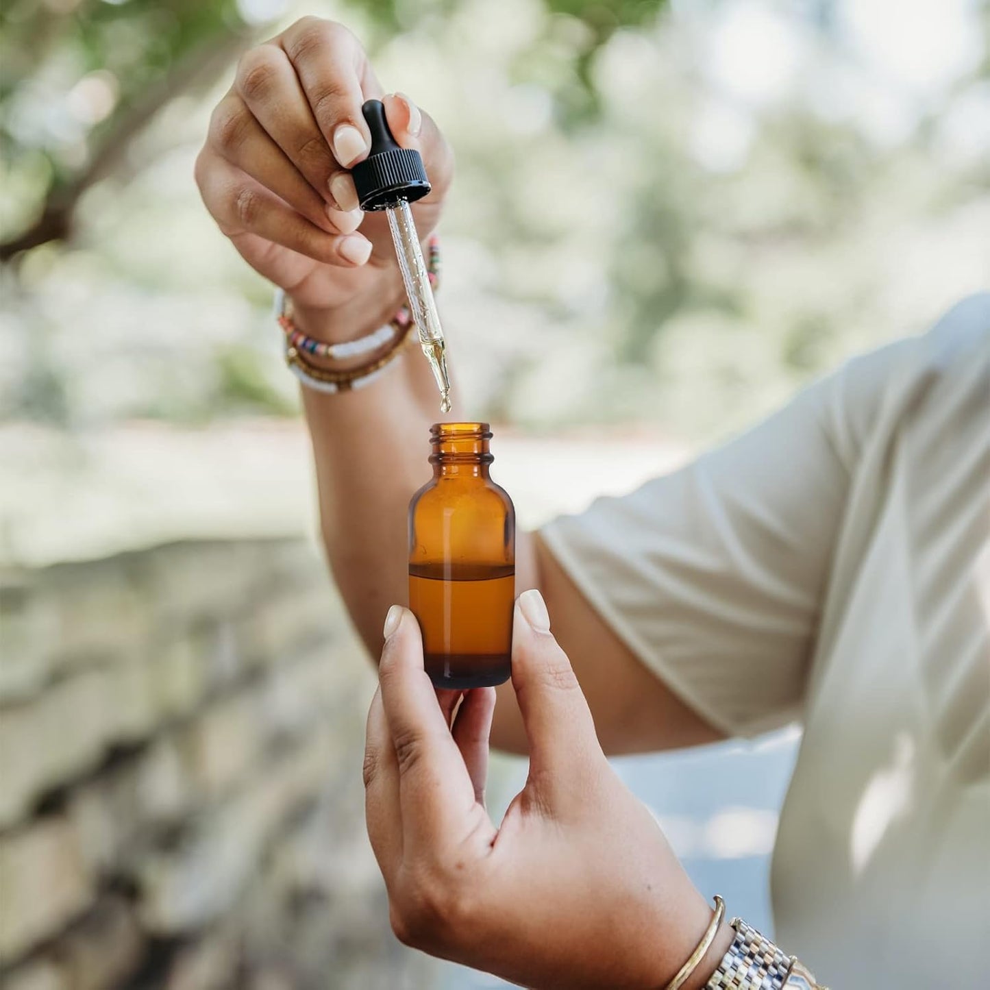 48 Pack 1oz Amber Glass Bottles with Glass Eye Droppers for Essential Oils, Perfumes & Lab Chemicals (Brush, Funnels, 2 Extra Droppers, 54 Pieces Labels & 30ml Measuring Cup Included)