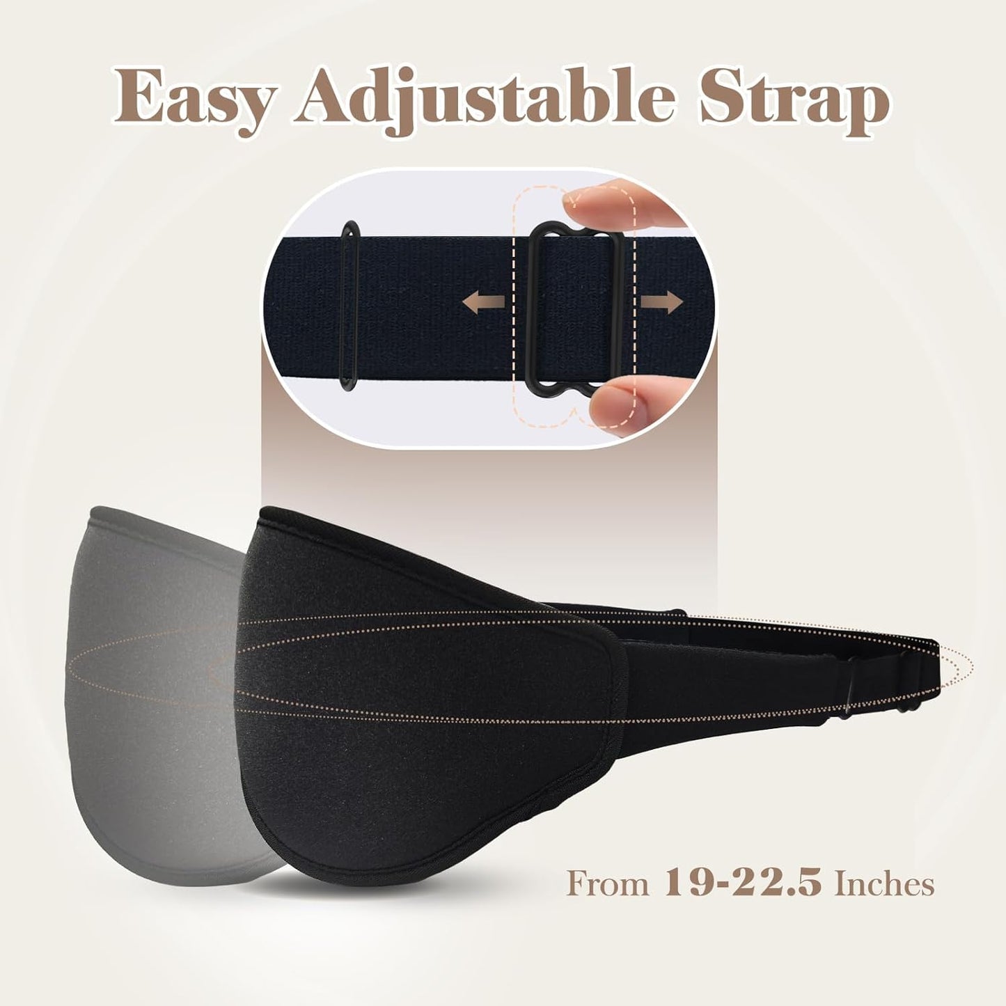 3D Cooling Eye Mask Sleep Mask for Men & Women, 100% Pressure-Free & Light Block-Out Eye Mask for Sleep with Easy Adjustable Strap, Night Eye Cover for Travel, Black