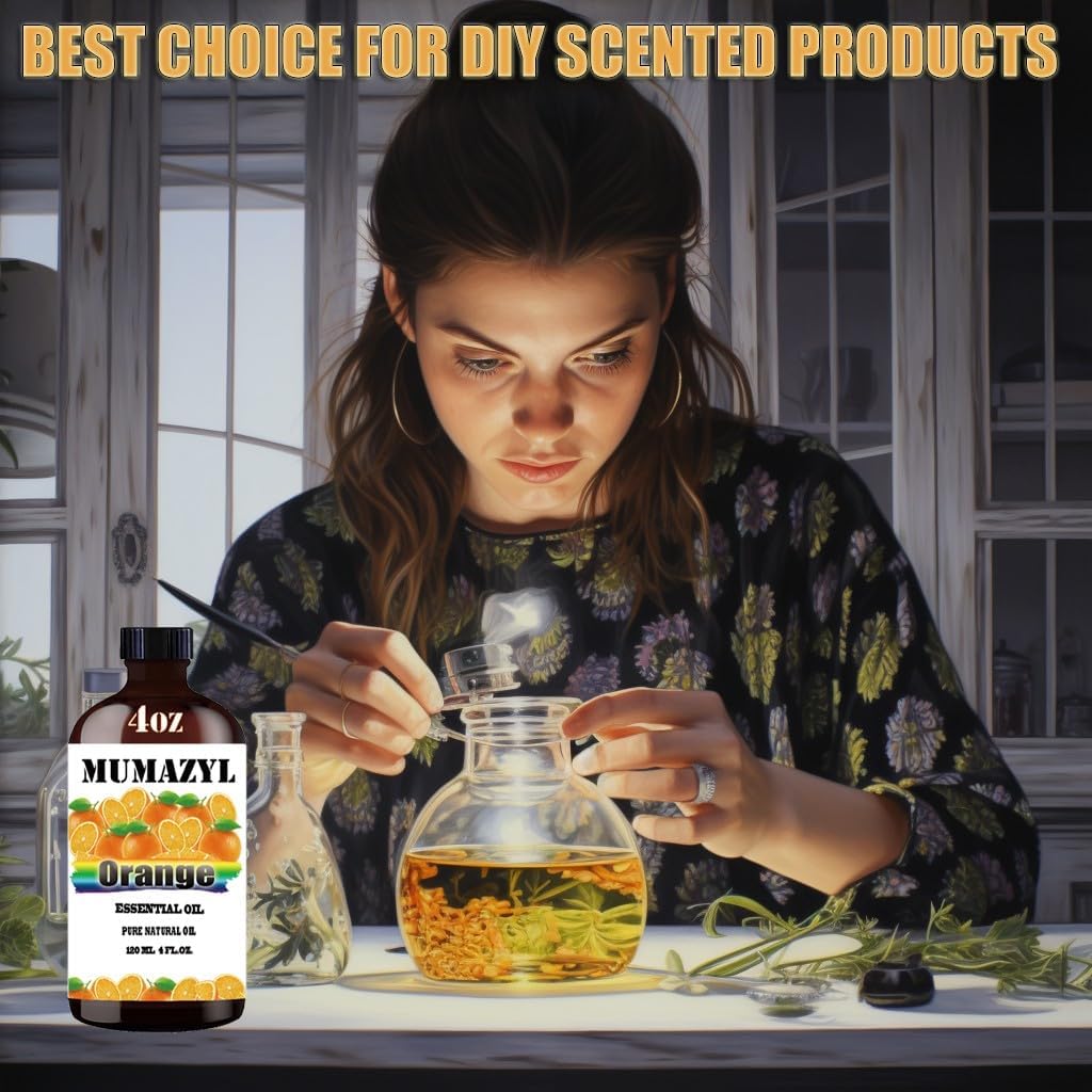 Sweet Orange Essential Oil, Sweet Orange Oil 4 Fl Oz 120ML for Diffuser Humidifier Yoga Cleaning DIY Candle Soap Making Essential Oils