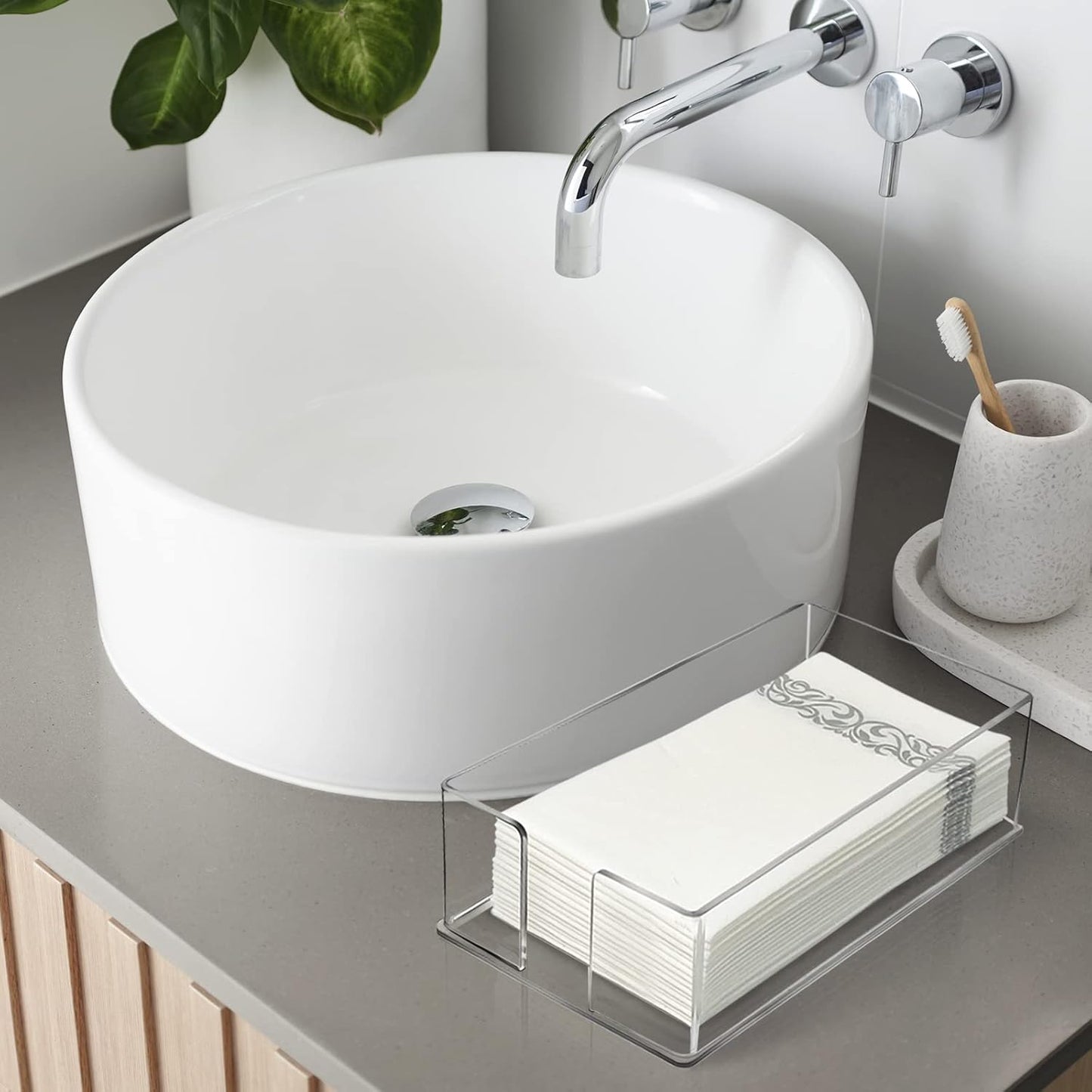 Guest Towel Napkin Holder, Acrylic Guest Towel Holder, Hand Towels Holder for Bathroom, Guest Towels Storage Tray for Kitchen, Parties, Weddings, Events (0.1in Thickness)