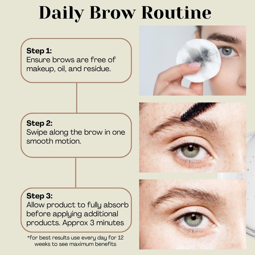 Eyebrow Growth Serum - with Biotin & Peptides - Eye Brow Serum for Growth - Vegan Brow and Lash Enhancer - Made in USA - Cruelty Free - 5ml