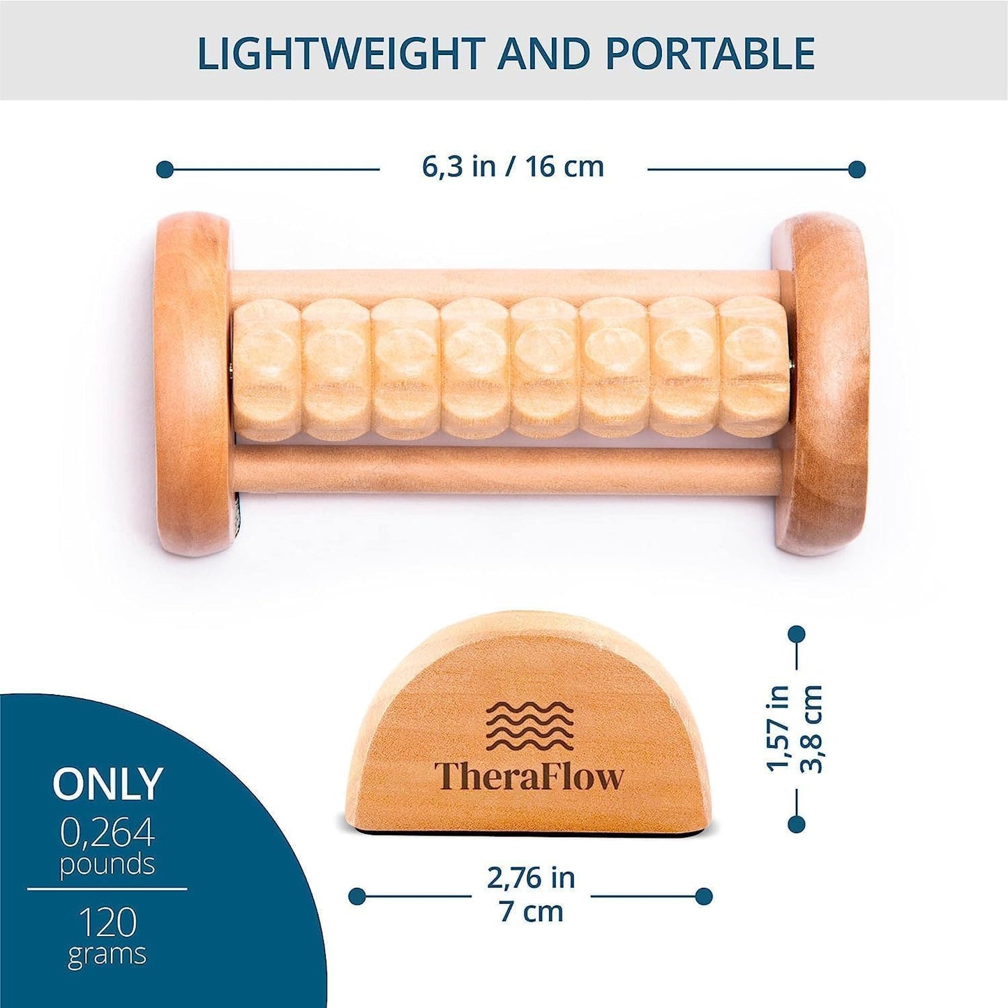 TheraFlow Compact Foot Roller for Plantar Fasciitis Relief | Relaxing Gifts for Mom and Dad - Portable, Small Tool for Deep Tissue Massage and Neuropathy | Travel Size Feet Massager for Relaxation