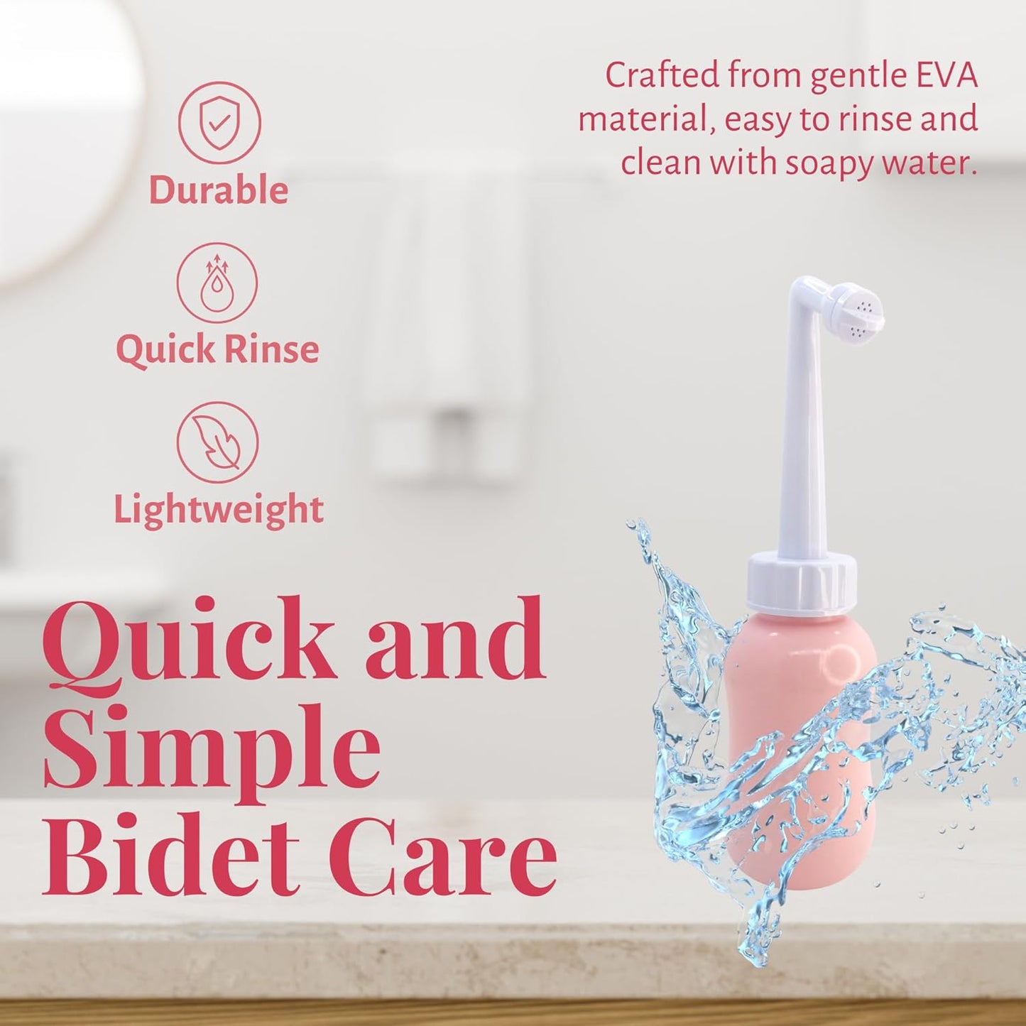 Bottle - Portable Bidet Postpartum Care Water Squeeze Spray for Pain Relief Tears Hemorrhoids After Birth + Period Care Menstrual Cup Buddy 300 ml (10 oz)