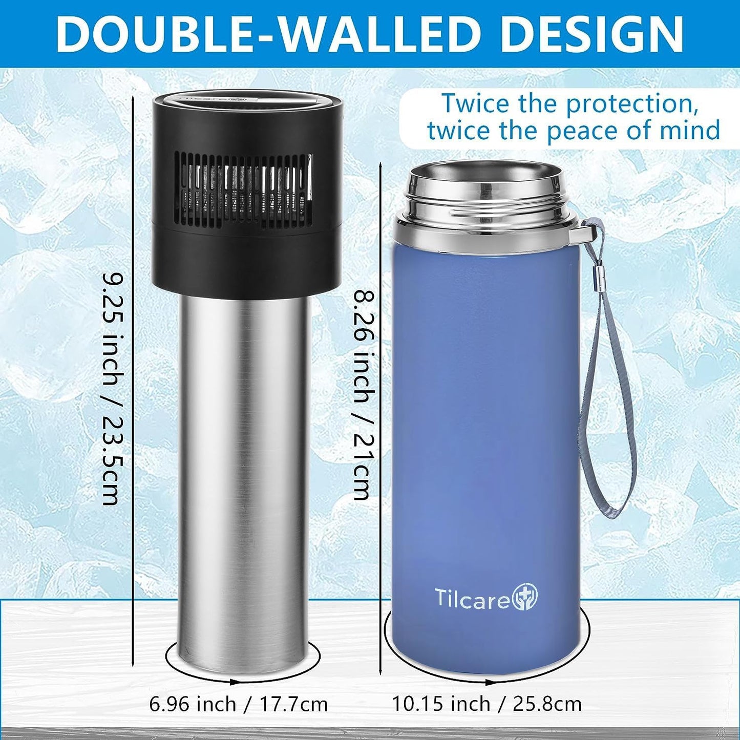 Electric Insulin Cooler Travel Case with USB Charger & Bio Gel by Tilcare - Unlimited Hours, Reusable Pen Freezer Bottle - Large Capacity TSA Approved - Holds up to 6 Diabetic Pens and Medical Vials