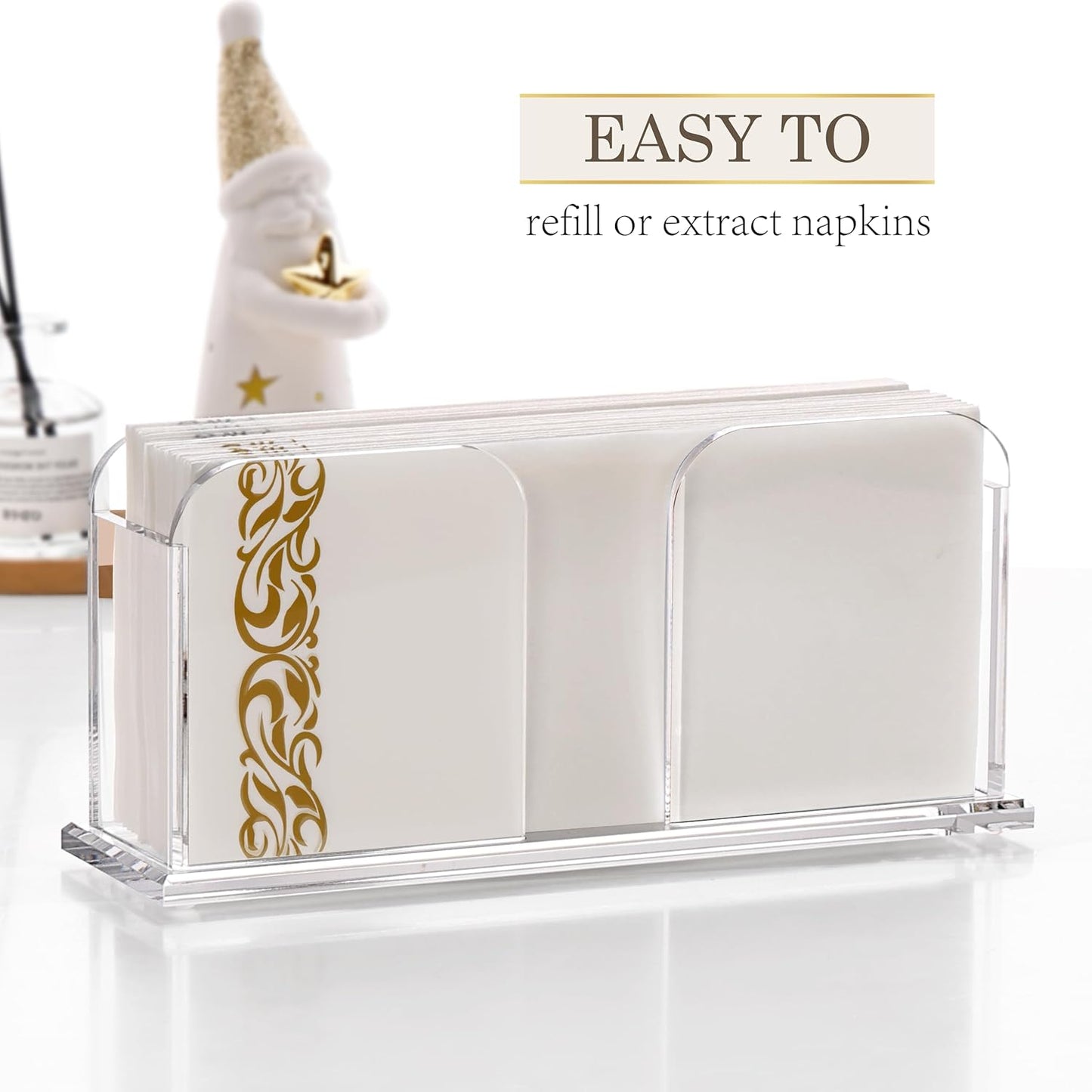 Acrylic Guest Towel Napkin Holder for Bathroom, 8.5"x4.5" Clear Vertical Disposable Paper Hand Towel Tray with Non-Slip Pads, Napkin Dispenser for Table, Kitchen, Home Decor