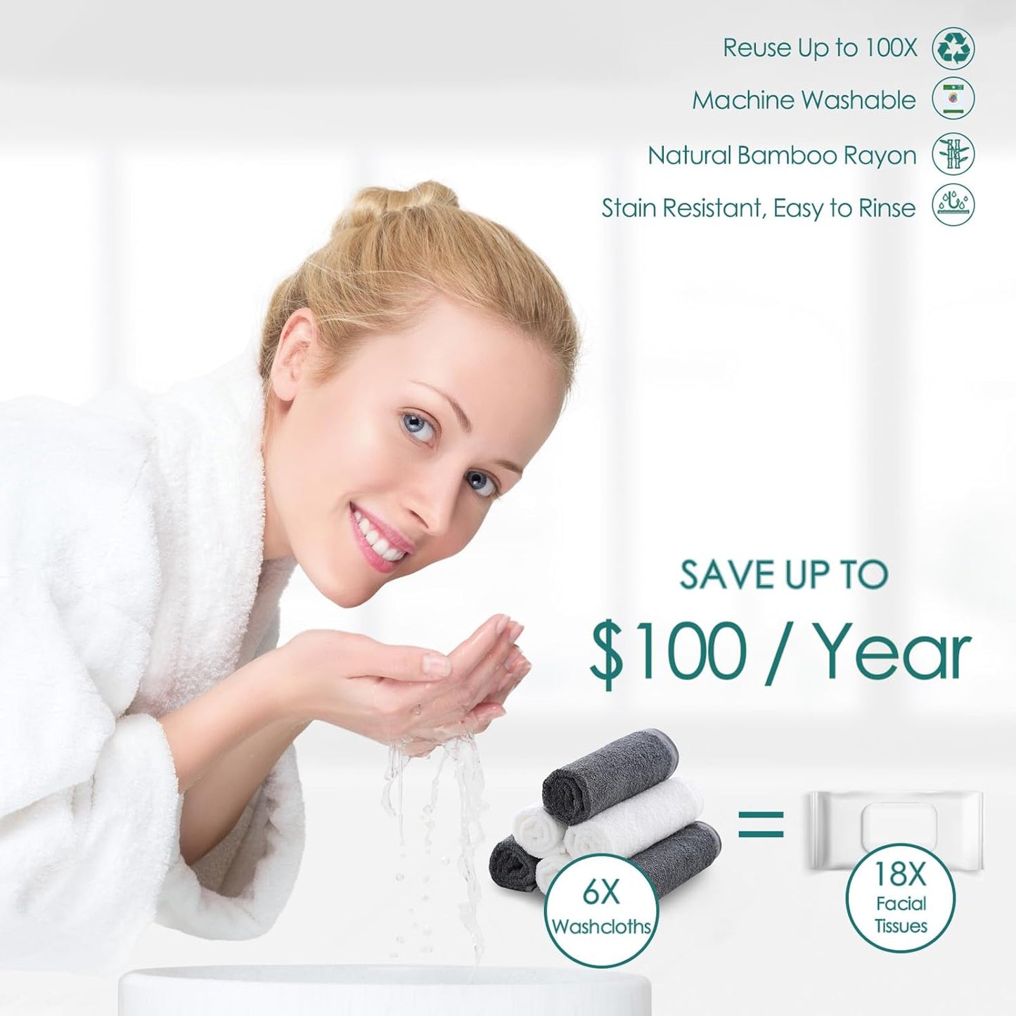 Reusable Makeup Remover Towels, 13x13 inch Large Bath Washcloths for Face and Body, Super Soft and Gentle Face Towels on Sensitive Skin, Easy to Clean Fast Dry Dark Grey Facial Cleansing Cloths