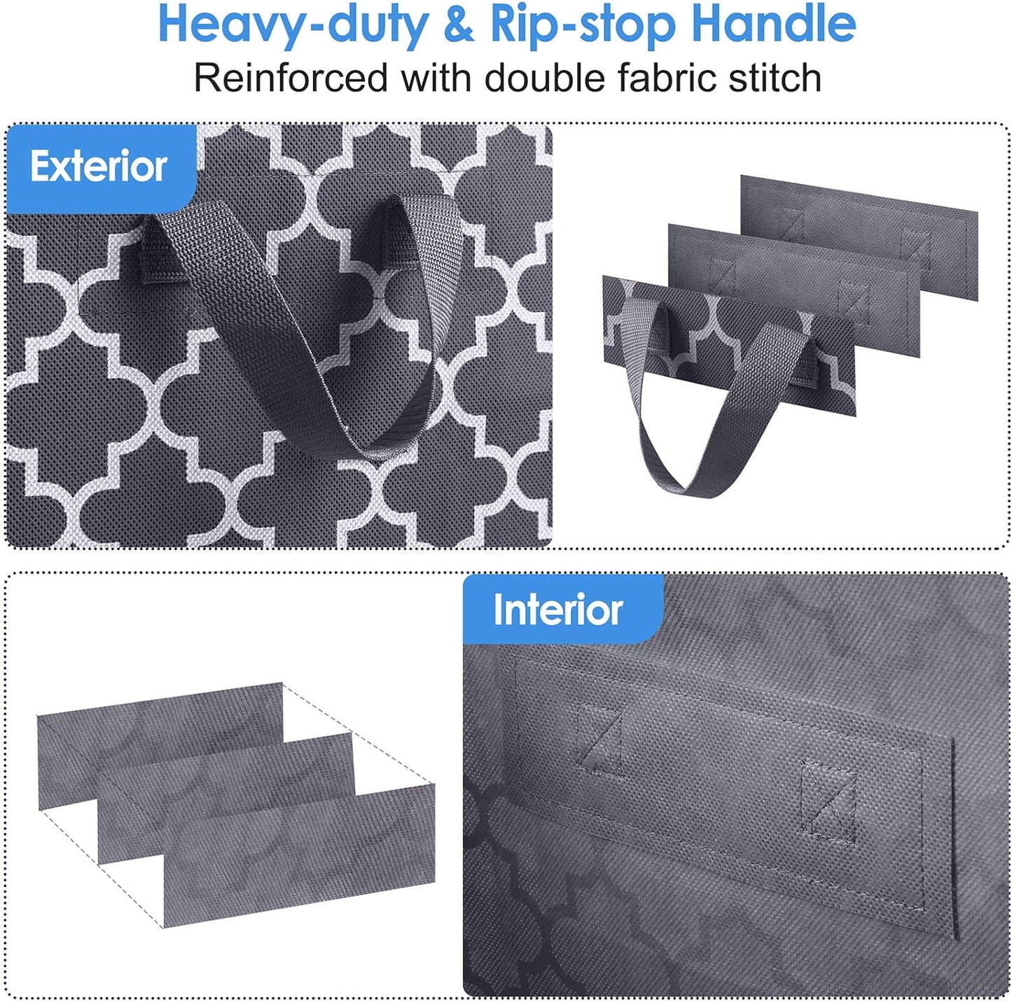 WISELIFE Storage Bags 4 Pack/100L Large Blanket Clothes Organization and Storage Containers for Comforters,Bedding, Foldable Organizer with Reinforced Handle, Clear Window, Sturdy Zippers,Gray