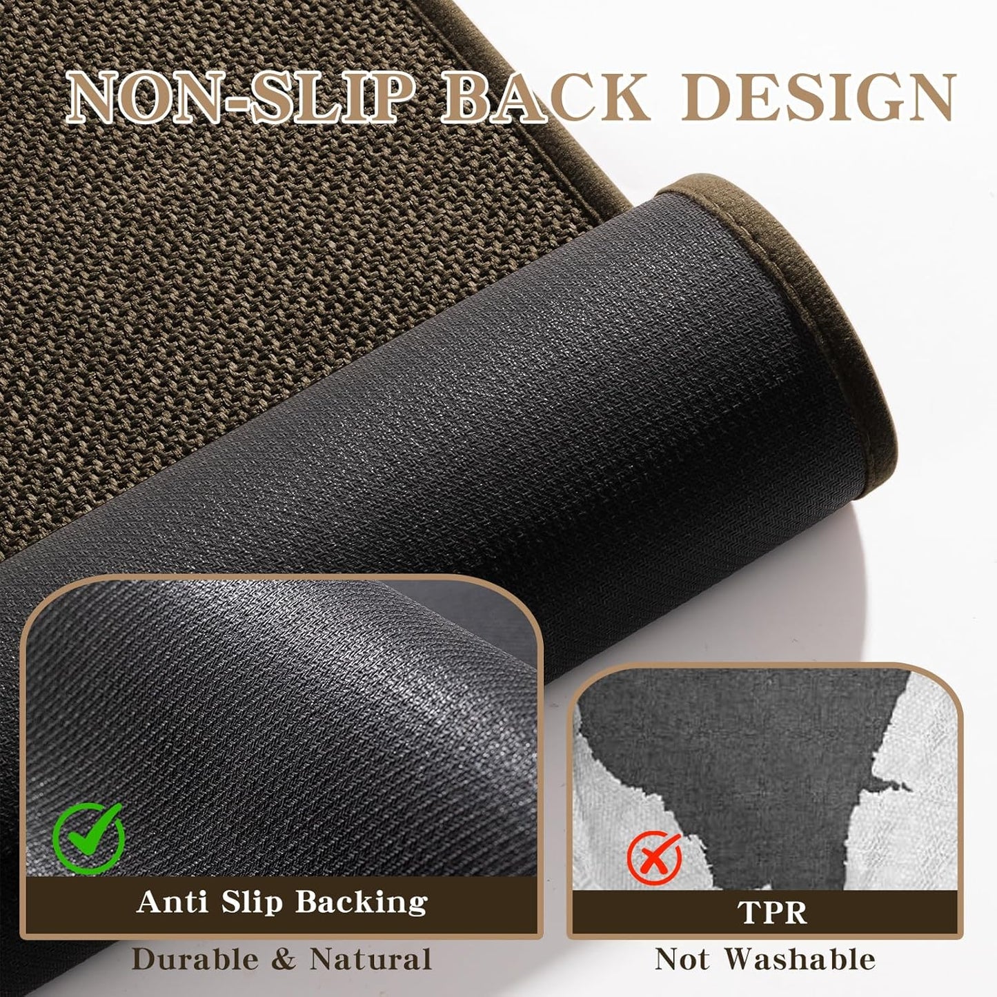 chakme Bathroom Rugs Mat 36x24, Ultra Thin Non Slip Bath Mat Large Quick Dry Absorbent Bath Mat for Bathroom Floor, (Brown, 36"x24")