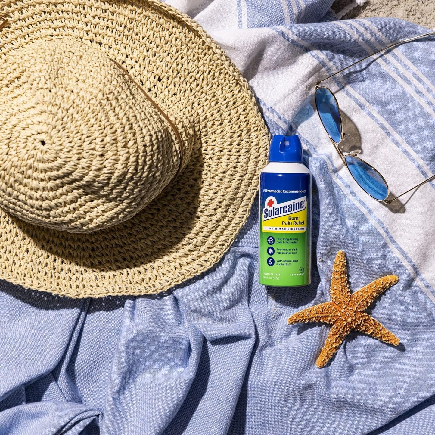 Solarcaine Aloe Sunburn Relief Spray with 4% Lidocaine - After Sun Care Relief for Burns, Scrapes & Itch - Aloe Spray to Soothe, Cool & Replenish Skin - 4oz