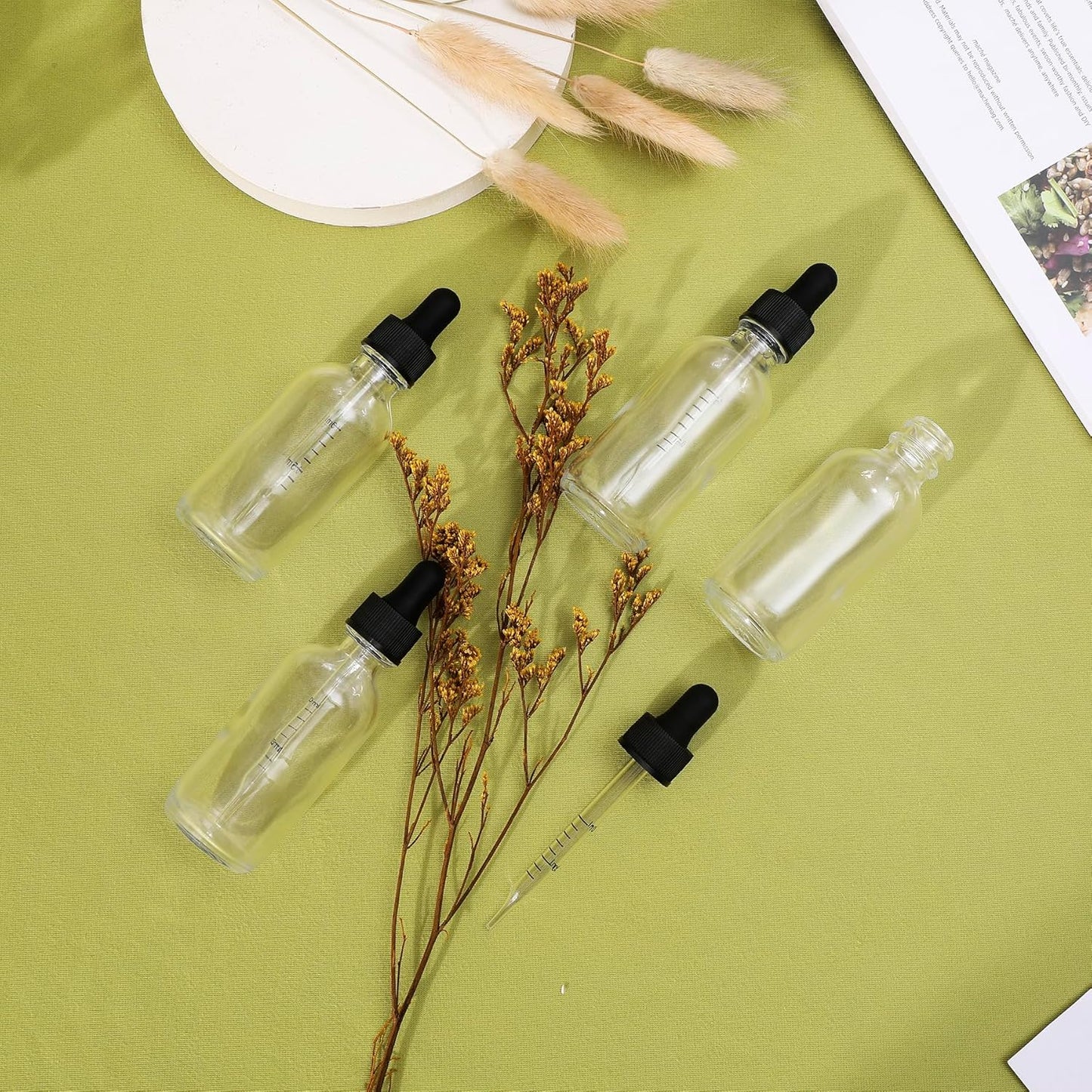 48 Pack, 2oz Glass Dropper Bottle, Preety Texture Tincture Bottles with Precise Scales Eye Droppe, for All Kinds Of Mixed Liquids,Leak-Proof Design for Easy Travel (Clear)