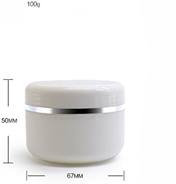 Empty White Silver Edge Portable Refillable Plastic Cosmetic Makeup Face Cream Jar Sample Container Bottle Pot (100ml(3.4oz)-6PCS)