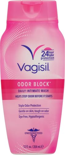 Vagisil Feminine Wash for Intimate Area Hygiene, Odor Block, Gynecologist Tested, Hypoallergenic, 12 oz, (Pack of 2)