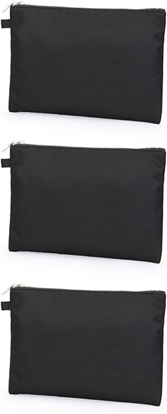 Zipper Pouch Storage Bag Simple and Stylish Women's Cosmetic and Travel Bag (Black-nylon-3)