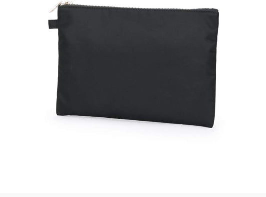 Zipper Pouch Storage Bag Simple and Stylish Women's Cosmetic and Travel Bag (Black-nylon)