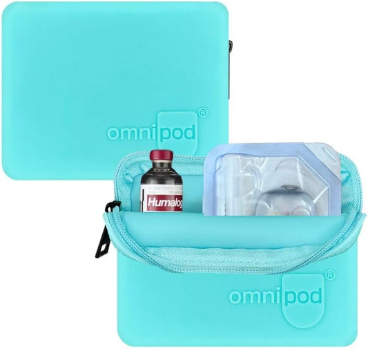 Omnipod Protective Travel Case | Silicone Storage fits an Insulin Vial and One Pod| Diabetic Care Products | Diabetes Supplies Organizer (Aqua)