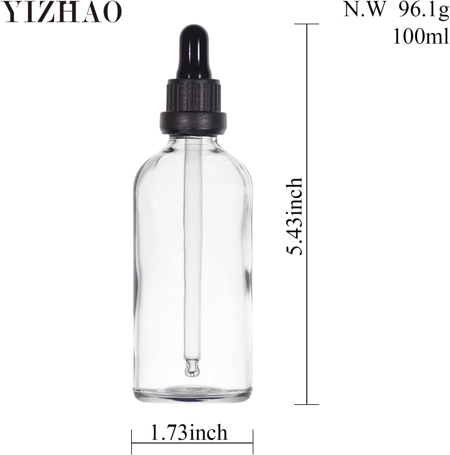 YIZHAO Clear Glass Dropper Bottle 4oz, Tincture Bottles with Glass Dropper, for Essential Oils, Aromatherapy, Cosmetic, Laboratory, Pharmacy, Liquids, Travel –4 Pcs