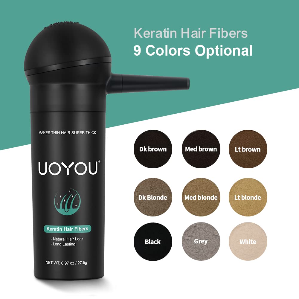 WHITE Hair Fibers for Thinning Hair 27.5g Bottle with Applicator | Undetectable & Natural Keratin Hair Fibers Concealer for Hair Loss for Men and Women | Hair Building Fibres Powder [WHITE]