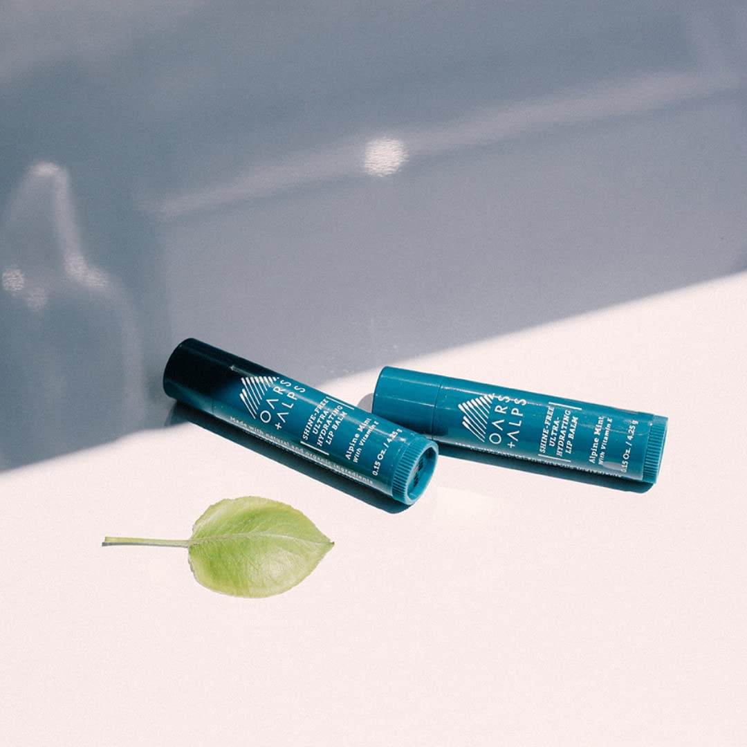 Oars + Alps Shine Free Lip Balm, Ultra Hydrating Lip Care with Vitamin E, Alpine Mint Scent, Non-Greasy, 3 Pack, 0.45 Oz Each