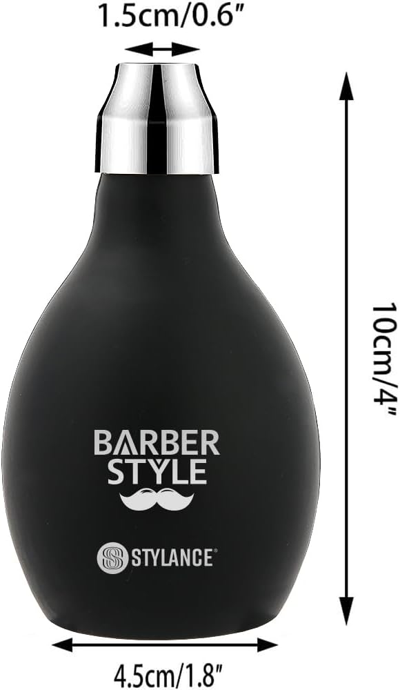 Barber Powder Spray Bottle, Puff Bottle, Pump Dispenser - 3.38oz/100ml Refillable Hair Fiber Applicator for Dry Shampoo - Black