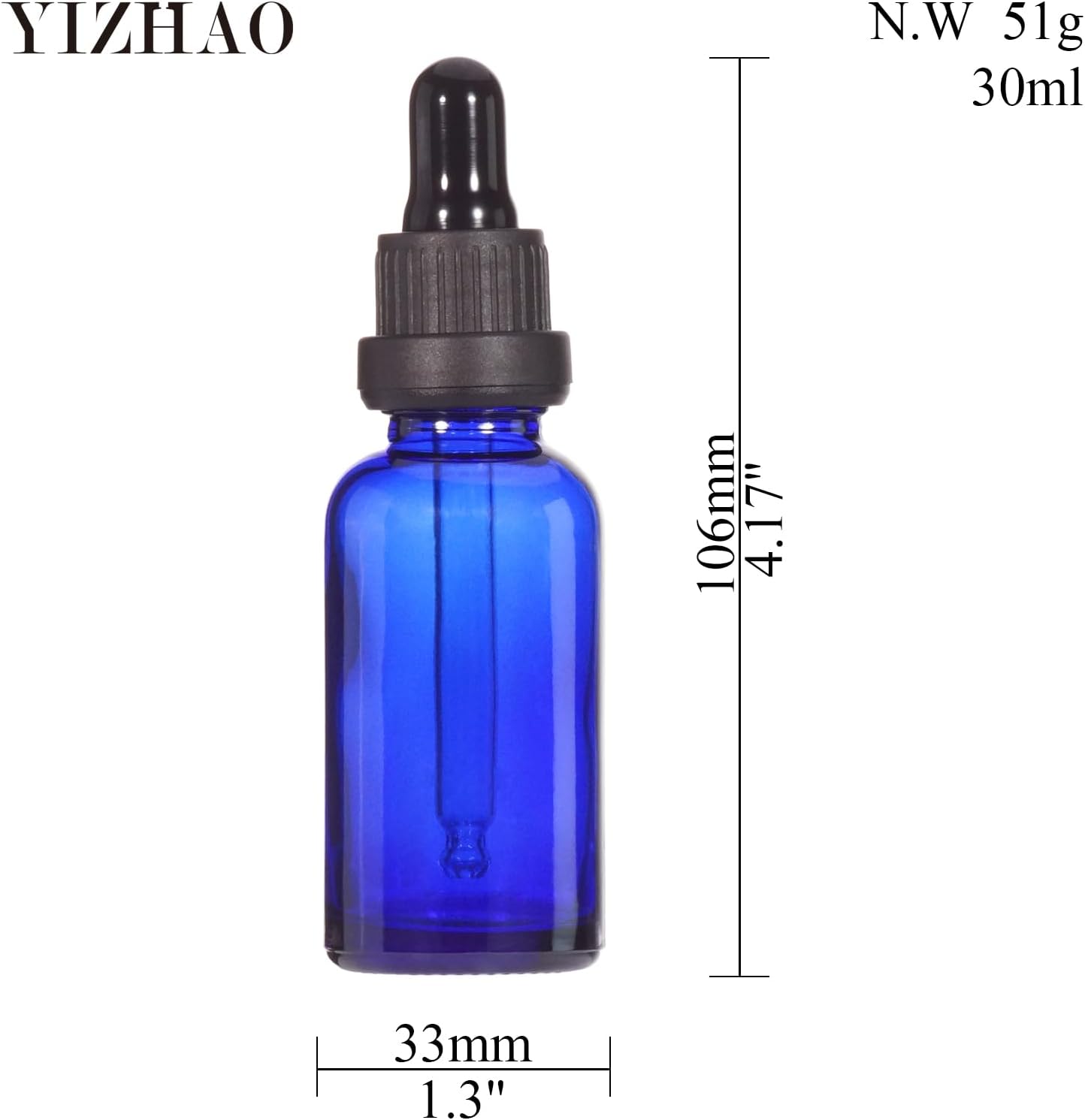 YIZHAO Blue Glass Dropper Bottle 1oz, Tincture Bottles with Glass Dropper, for Essential Oils, Aromatherapy, Cosmetic, Laboratory, Pharmacy, Liquids, Travel –12 Pcs