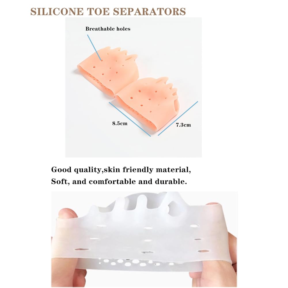 4Pcs Gel Toe Separators, Metatarsal Pads, Bunion Corrector Cushion, Toe Spacers, Ball of Foot Cushions, Soft&Breathable, Idea for Mortons Neuroma,Blisters,Diabetic Feet,Hammer Toe,Rapid Pain Relief