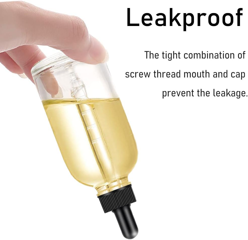 Bumobum 6 Pack, 4 oz Dropper Bottle with Measured, Clear Glass Eye Dropper Bottle for Essential Oils with Funnel, Labels & Pipette(Unbreakable Plastic Measured)