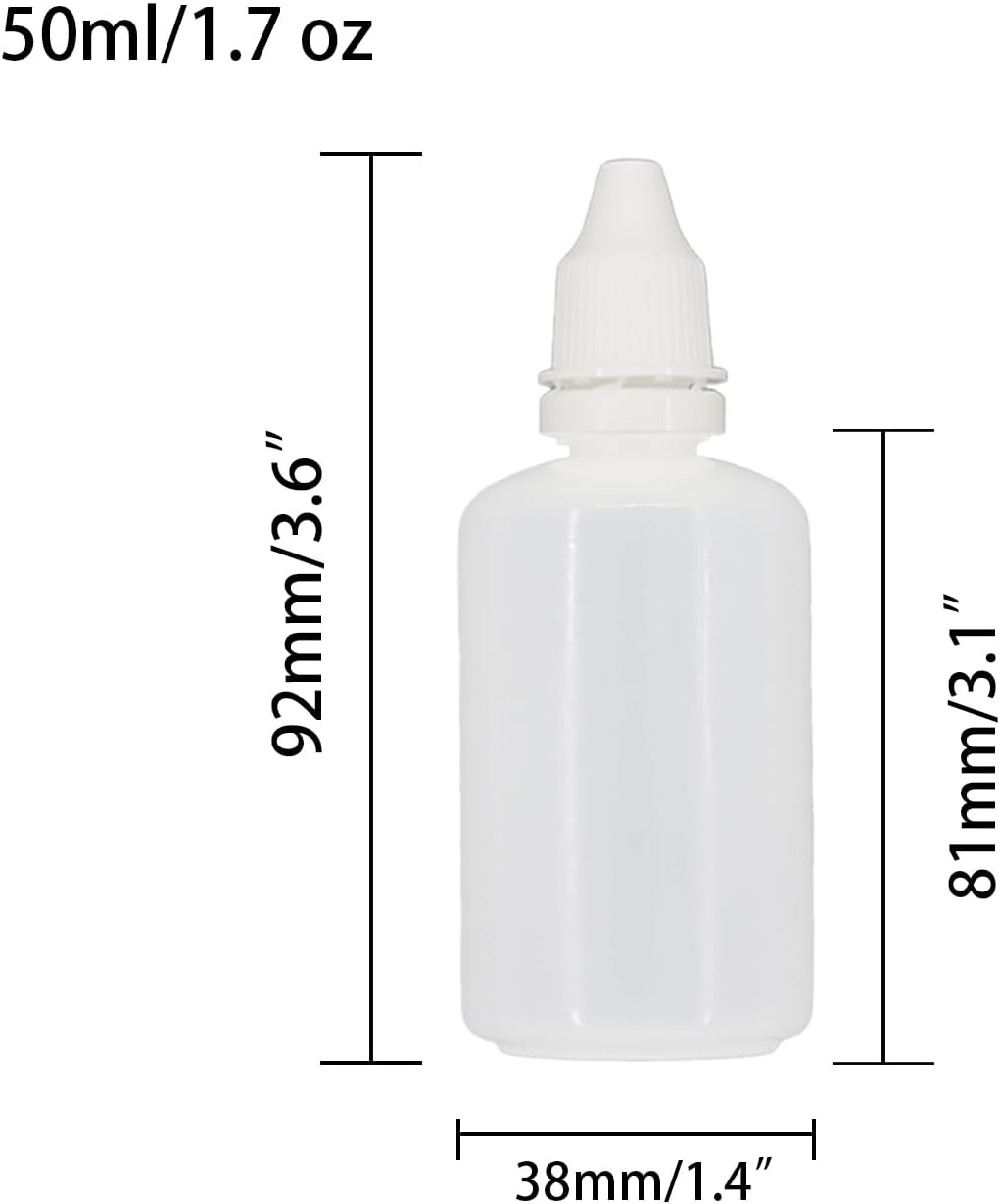 12 Pcs Dropper Bottles, 50ml/1.7 oz Empty Squeezable Small Mouth Dropper Bottle, Liquid Dropper Bottle with White Cap