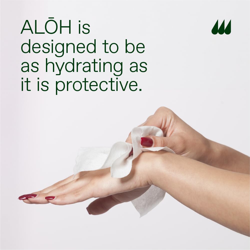 ALŌH Skin- Softening Sanitizing Hand Wipes – Lavender Rosewood + Aloe -1 box of 20ct Individually Wrapped Wipes