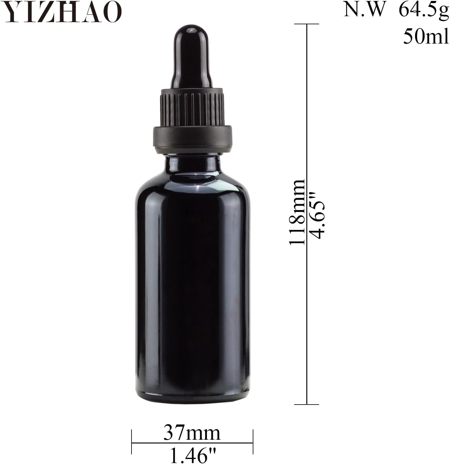 YIZHAO Black Glass Dropper Bottle 2oz, Tincture Bottles with Glass Dropper, for Essential Oils, Aromatherapy, Cosmetic, Laboratory, Pharmacy, Liquids, Travel –12 Pcs