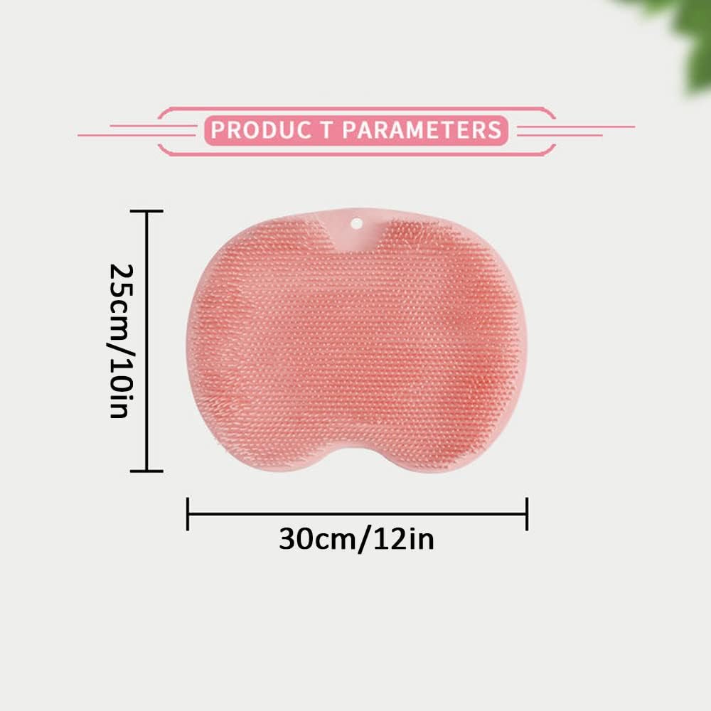 Silicone Shower Foot Scrubber Mat, Upgraded Wall Mounted Slip Suction Cups Foot Scrubber Cleaner, 2025 New Foot Back Cleaning Pad Back Washer Back Exfoliating Bath Wash Pad (Pink)