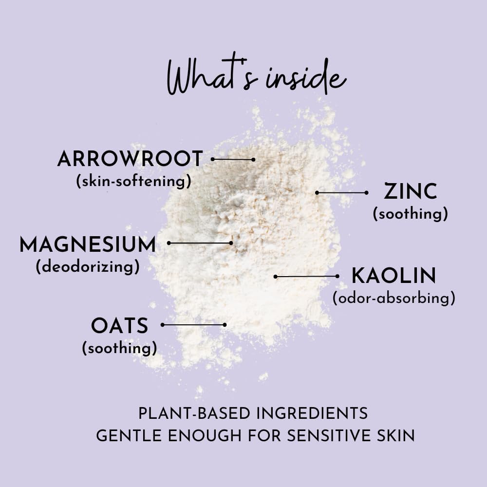 Jasmine Talc-Free Dusting Powder with Arrowroot & Oats - Soothing Body Powder for Women, Chafing, Deodorizing, Foot & Shoe Freshness