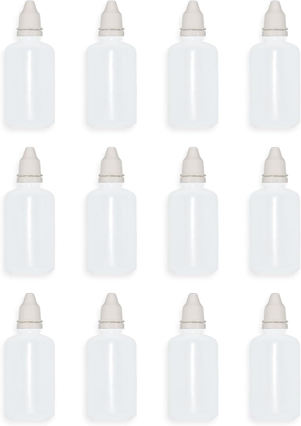 12 Pcs Dropper Bottles, 50ml/1.7 oz Empty Squeezable Small Mouth Dropper Bottle, Liquid Dropper Bottle with White Cap