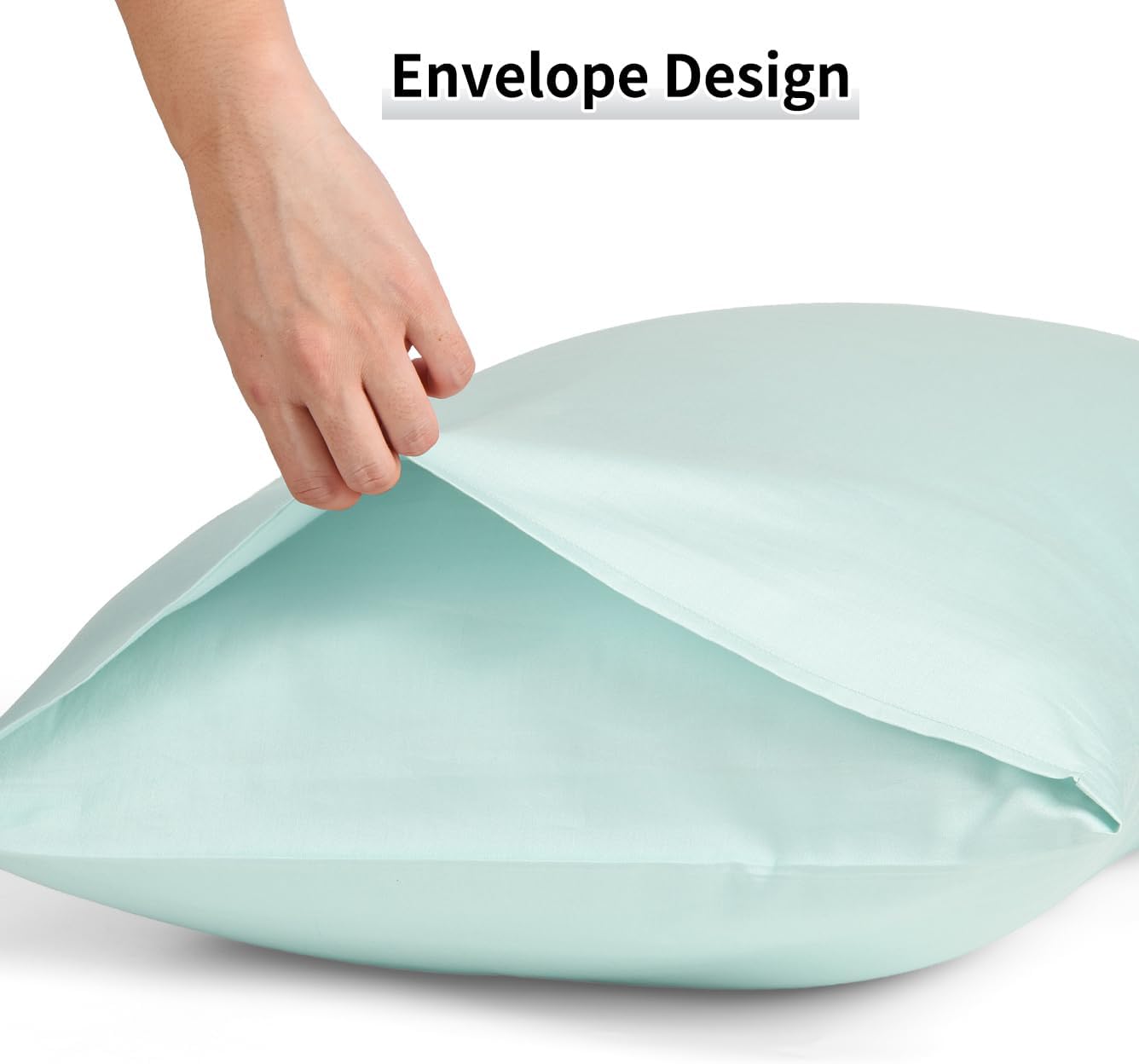 Warmstar Cotton Pillow Cases Standard Size Set of 2, 600 Thread Count Pillowcases 20x26 Inches, Soft Long Staple Cotton Pillowcases Breathable with Envelope Closure,Lagoon