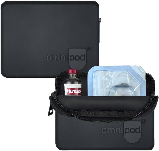 Omnipod Protective Travel Case | Silicone Storage fits an Insulin Vial and One Pod| Diabetic Care Products | Diabetes Supplies Organizer (Black)