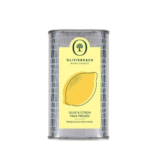 Lemon Olive Oil by Oliviers & Co. | Cold Pressed Extra Virgin Olive Oil and Fresh Lemons | Everyday and Cooking EVOO from Italy | Gourmet Flavored Lemon Oil in Tin Can | 16.8 Fl oz