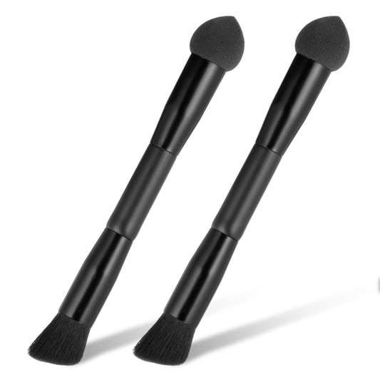 2pcs Dual Ended Hairline Brushes Precision Hairline Powder Brush With Sponge Tip Root Concealer Brushes Set with Soft Bristles for Seamless Blending Hair Contour Brush Root Touch Up