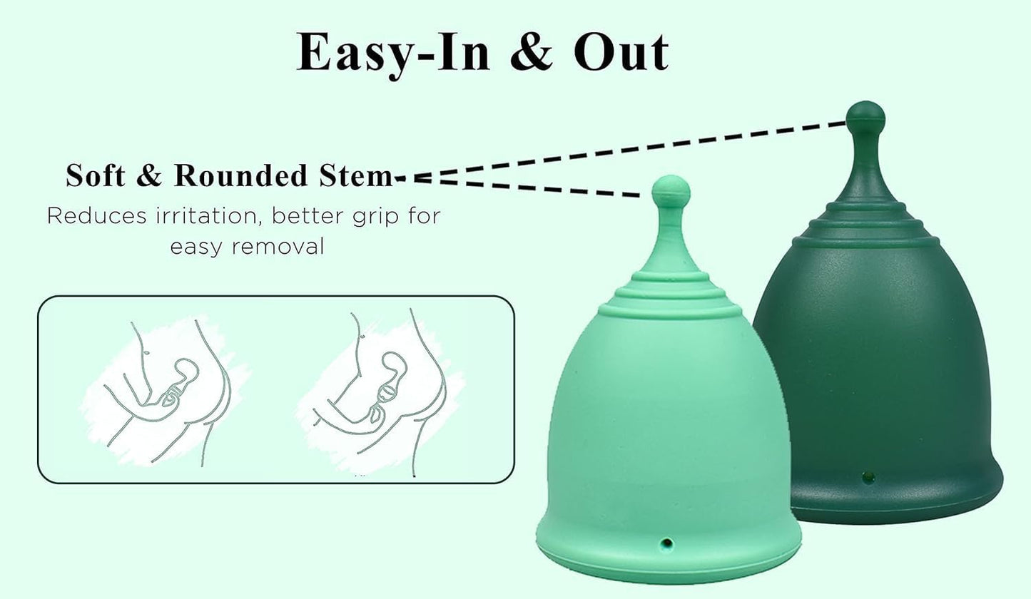 SHORDY Reusable Menstrual Cup (Small) Set of 2 with Mini Box, 100% Soft Silicone, Coupe Menstruelle, Safe Period Cup, Light Flow Kit, Feminine Hygiene, Tampons, Pads & Disc Alternative