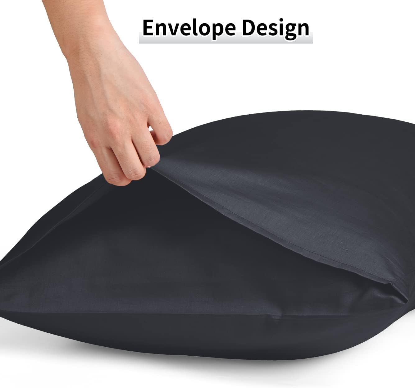 Warmstar Cotton Pillow Cases Queen Size Set of 2, 600 Thread Count Pillowcases 20x30 Inches, Soft Long Staple Cotton Pillowcases Breathable with Envelope Closure,Black