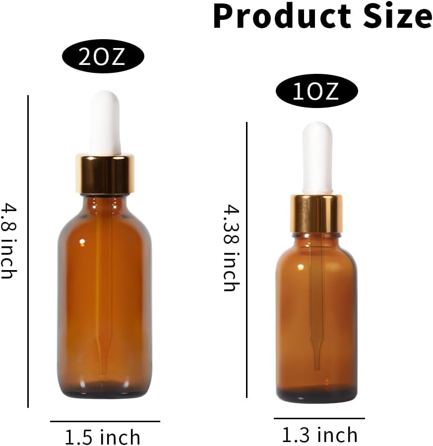 24P, 2oz Dropper Bottle, Droppers for Oils, Small Glass Bottles with Lids Clear Glass Jars