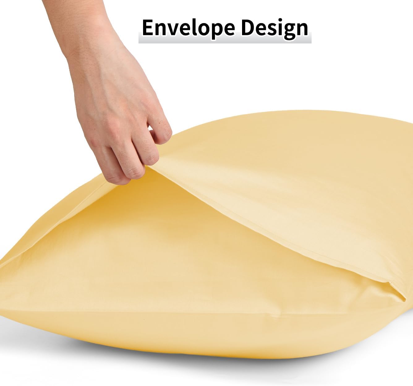 Warmstar Cotton Pillow Cases King Size Set of 2, 600 Thread Count Pillowcases 20x36 Inches, Soft Long Staple Cotton Pillowcases Breathable with Envelope Closure,Mustard Yellow