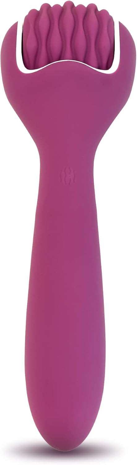 Silicone Ice Head Massage Roller for Head, Neck, Jaw, Ear, and Sinus Relief-Rechargeable Handheld Massage Roller with Comfortable Grip (Purple)