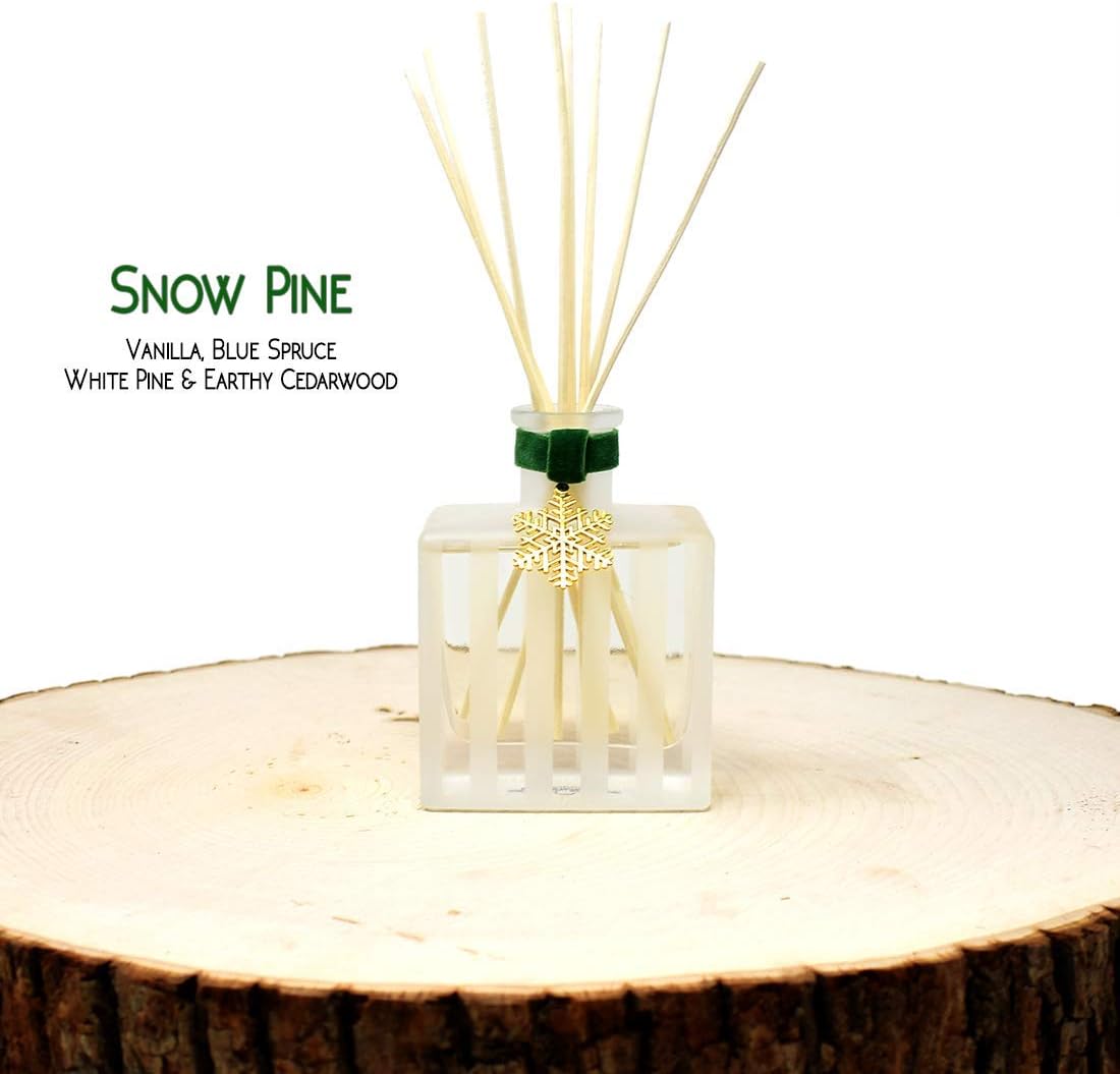 LOVSPA Reed Diffuser Set, Snow Pine Scented Oil Diffuser with Sticks, Home Fragrance Accessories for Bathroom Shelf Decor, Aroma Diffusers for Home or Office Desk, USA Made