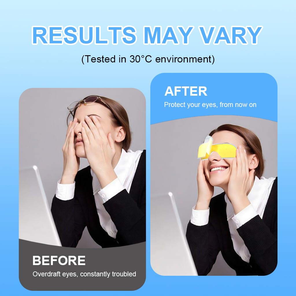 Cooling Hydrogel Eye Mask Patches for Puffy Eyes & Eye Fatigue Relief, Lutein-Infused Reusable Gel Eye Pads,10 pack